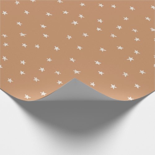 Modern Stars Christmas Wrap in Golden Yellow Wrapping Paper