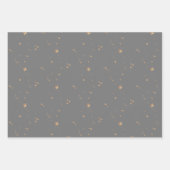 Modern Stars | Minimalist Gray Black Slate Holiday Wrapping Paper Sheets (Front 3)