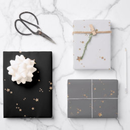 Modern Stars | Minimalist Gray Black Slate Holiday Wrapping Paper Sheets