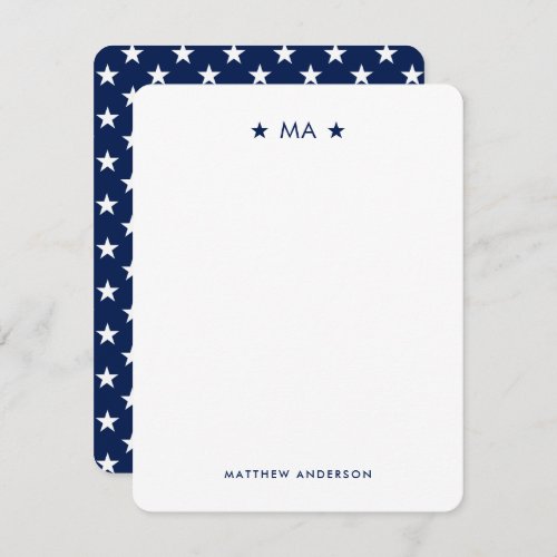 Modern Stars Monogram  Name Personal Stationery Note Card
