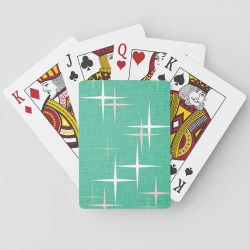 Modern Stars on Teal       Playing Cards