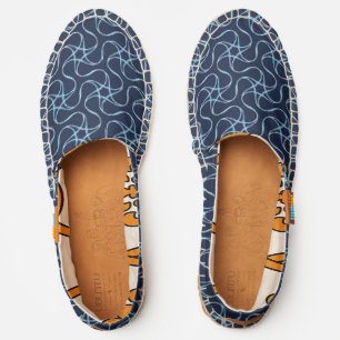 Modern Stars Pattern Unique Trippy Cool Navy Blue Espadrilles
