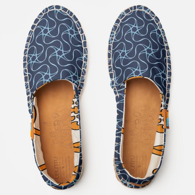 Modern Stars Pattern Unique Trippy Cool Navy Blue Espadrilles (Front)