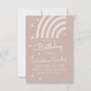 Modern Stars Rainbow Birthday Party Muted Colors  Invitation