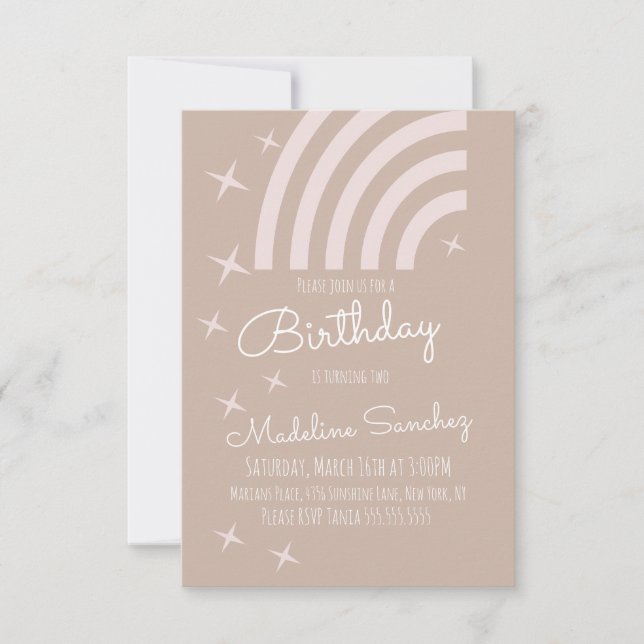 Modern Stars Rainbow Birthday Party Muted Colors  Invitation (Front)