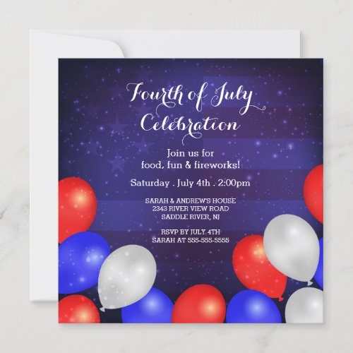 Modern Stars  Stripes 4th of July Invitation