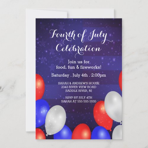 Modern Stars  Stripes 4th of July Invitation