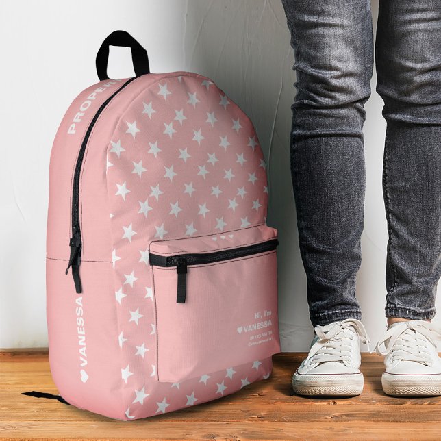 Modern Stars Teen Stylish Girly Pink  Printed Backpack (Modern Stars Teen Stylish Girly Pink Printed Backpack
)
