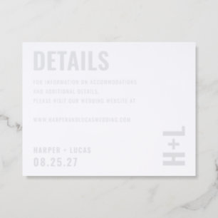 Modern Statement Typography Wedding Details Letterpress Enclosure Card