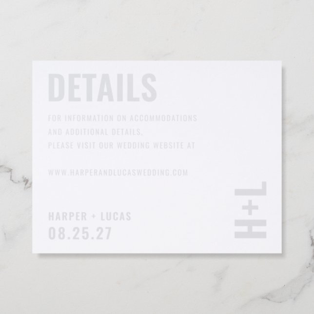 Modern Statement Typography Wedding Details Letterpress Enclosure Card (Front)
