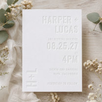 Modern Statement Typography Wedding Letterpress Invitation