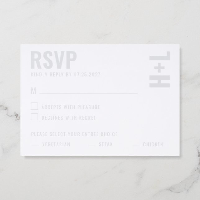 Modern Statement Typography Wedding Letterpress RSVP Cards (Front)