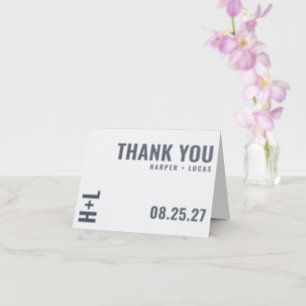 Modern Statement Typography Wedding Letterpress Thank You Card