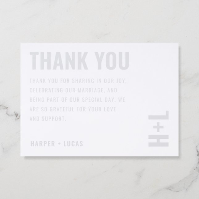 Modern Statement Typography Wedding Thank You Letterpress Invitation (Front)