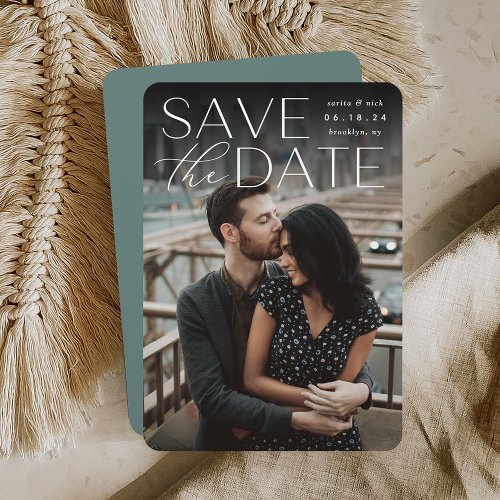 Modern Statement  Vertical Photo Save The Date