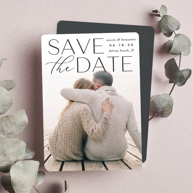 Modern Statement | Vertical Photo Save The Date (Creator Uploaded)