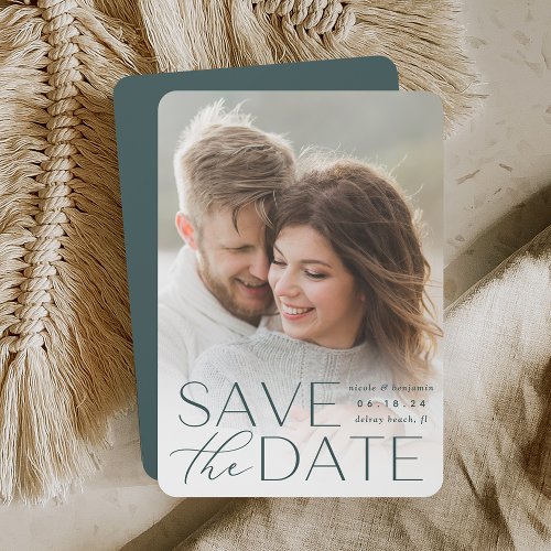 Modern Statement  Vertical Photo Save The Date