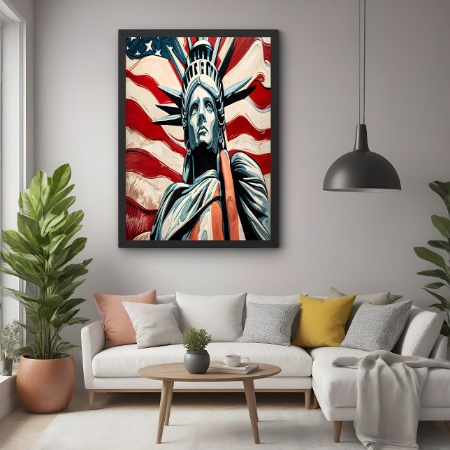 Modern Statue of Liberty with American Flag Art Poster (Creator Uploaded)