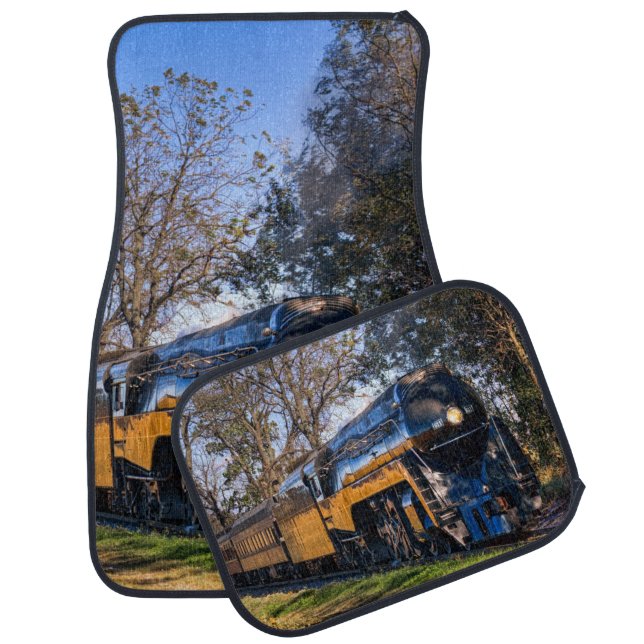 Modern Steam Train Engine Locomotive Railroad Car Floor Mat (Set)