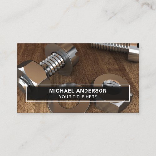 Modern Steel Bolt and Nut Fasteners Hardware Store Business Card
