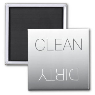 Modern Steel Gray Clean or Dirty Dishwasher Magnet