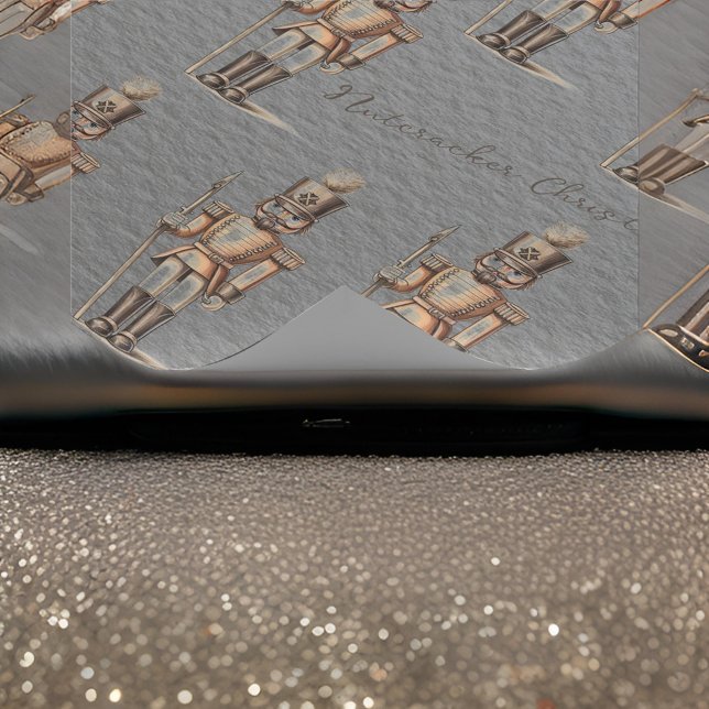  Modern Steel Gray Gold Nutcracker Bronze  Wrapping Paper (Creator Uploaded)
