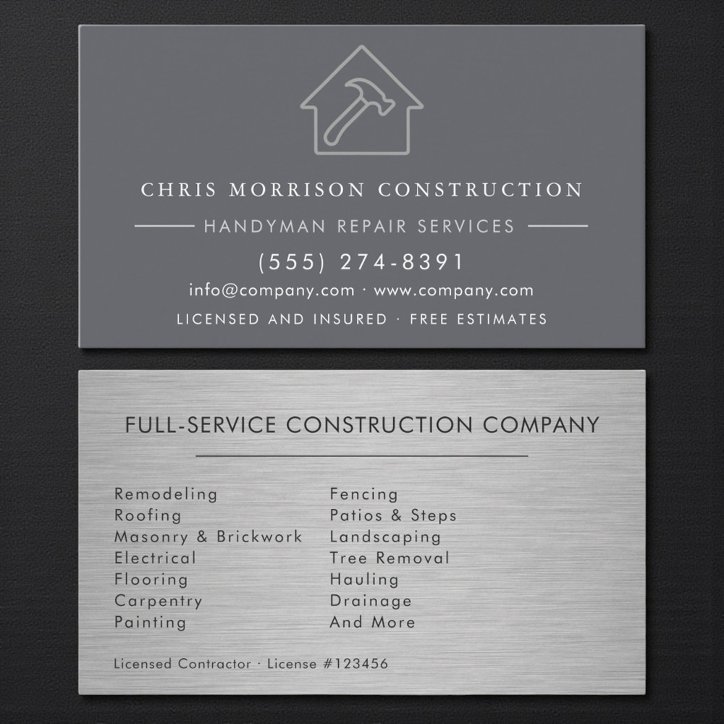 Modern Steel Industrial Handyman Construction Business Card