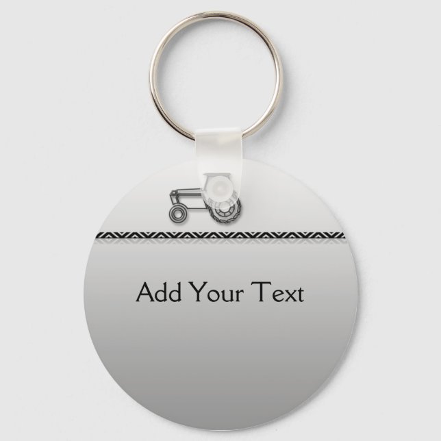 Modern Steel Tractor Keychain (Front)