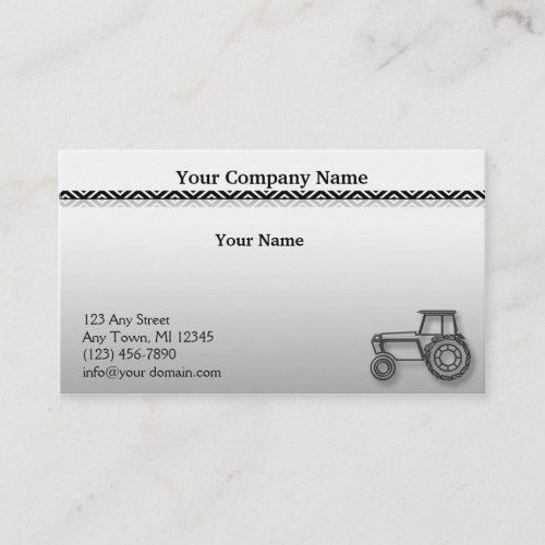 Modern Steel Tractor on Grey Gradient Illustration Business Card Template