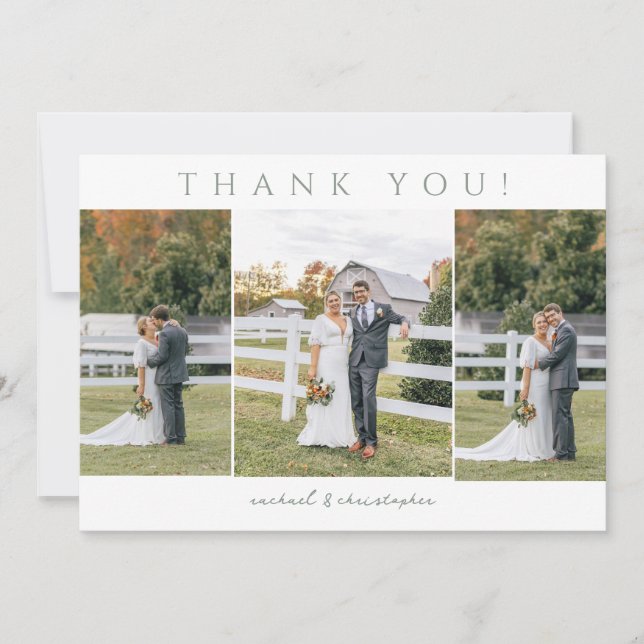 Modern Stenciled Botanical Three Picture Thank You Card (Front)