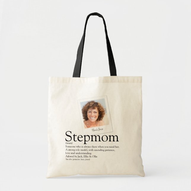 Modern Stepmom Bonus Mom Definition Photo Tote Bag (Front)