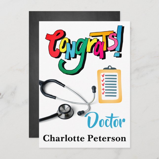 Modern Stethoscope  Doctor  Congratulation Card (Front/Back)