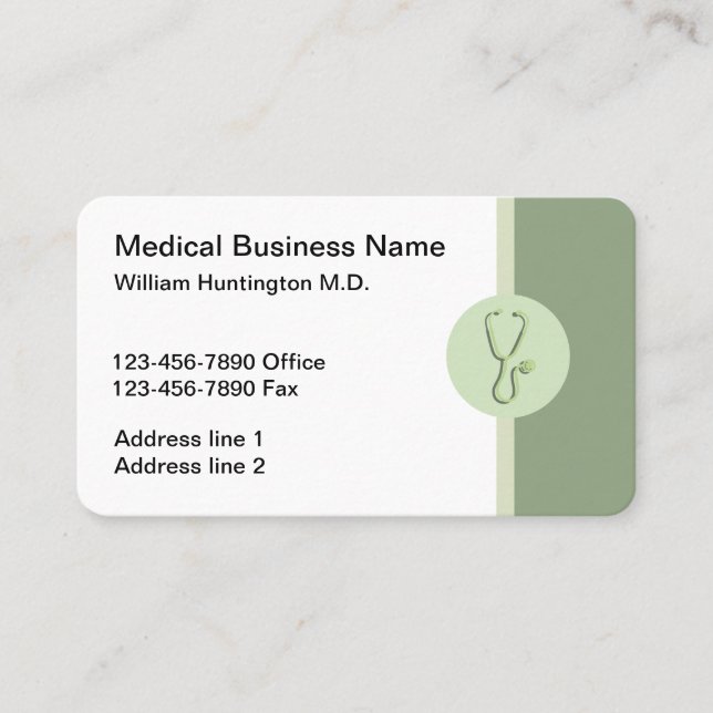 Modern Stethoscope Doctor Office Business Card (Front)