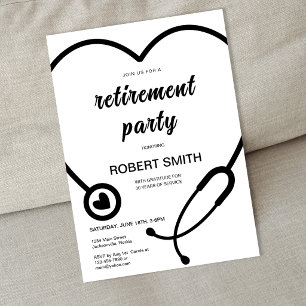 Modern Stethoscope Healthcare Retirement Party Invitation
