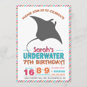 Modern Sting Ray Pink and Orange Invite