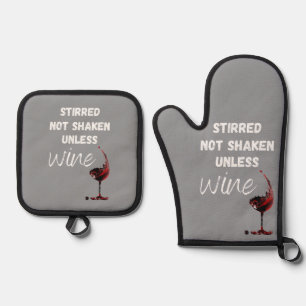 Modern Stirred Not Shaken Unless Wine Grey Oven Mitt & Pot Holder Set