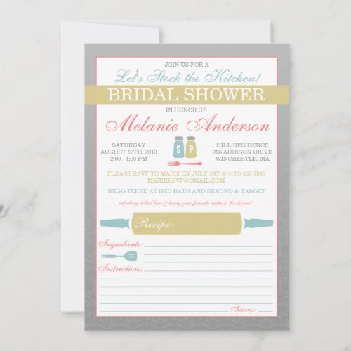 Modern Stock the Kitchen Bridal Shower Invites