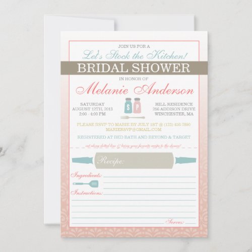 Modern Stock the Kitchen Bridal Shower Invites
