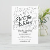 Modern Stock the Kitchen Tools Bridal Shower Invitation (Standing Front)