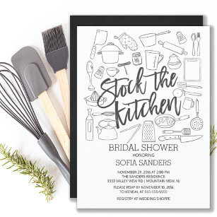 Modern Stock the Kitchen Tools Bridal Shower Invitation