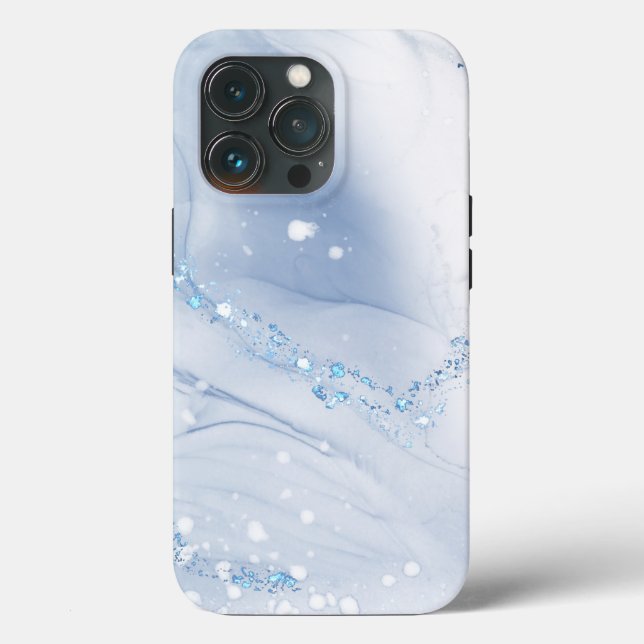 Modern Stone Dusty Blue Marble Case-Mate iPhone Case (Back)