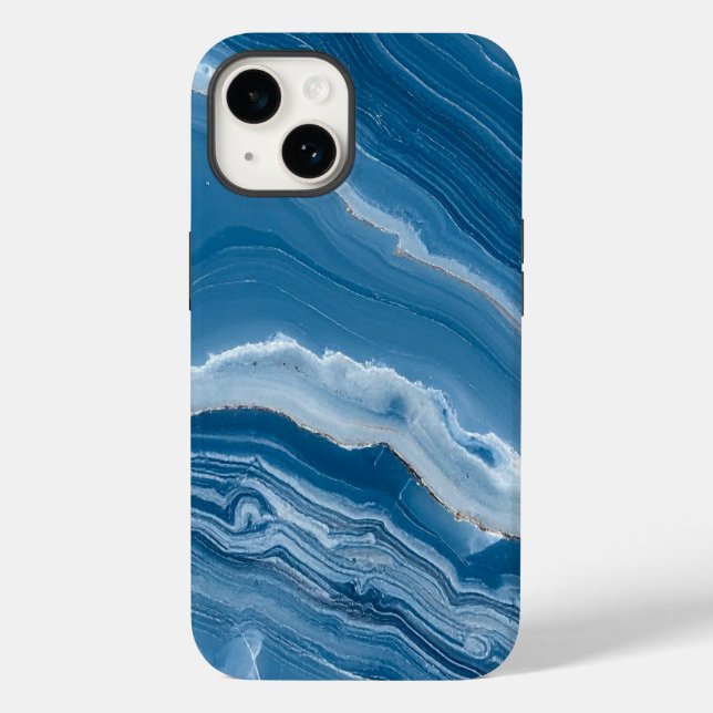 Modern Stone Dusty Blue Marble Case-Mate iPhone Case (Back)