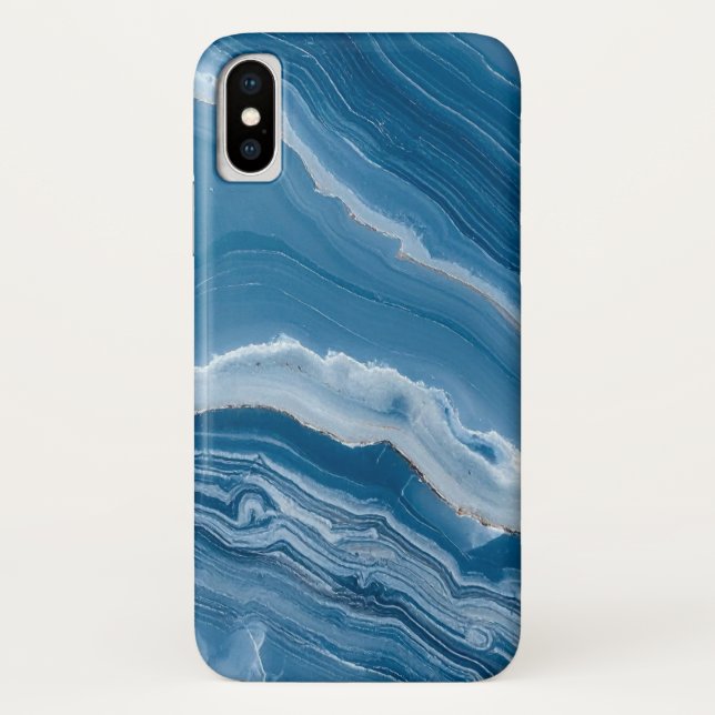 Modern Stone Dusty Blue Marble Case-Mate iPhone Case (Back)