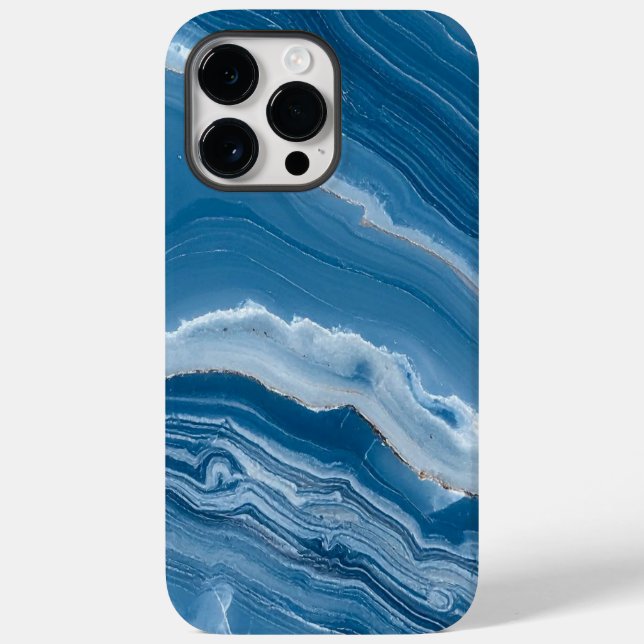 Modern Stone Dusty Blue Marble Case-Mate iPhone Case (Back)
