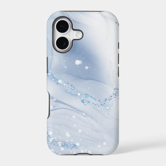 Modern Stone Dusty Blue Marble Case-Mate iPhone Case (Back)