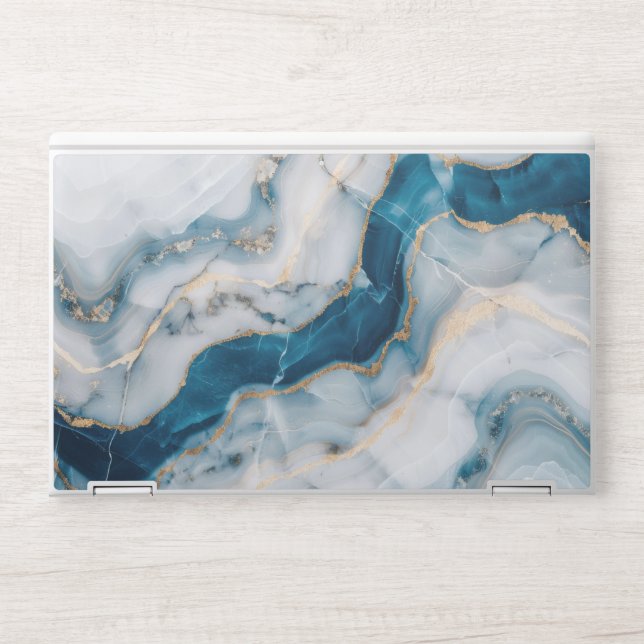 Modern Stone Dusty Blue Marble  HP Laptop Skin (Front)