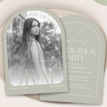 Modern Stone Grey Arch Photo Graduation Party