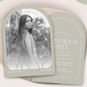 Modern Stone Grey Arch Photo Graduation Party Invitation