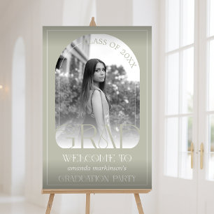 Modern Stone Grey Arch Photo Graduation Welcome  Foam Board
