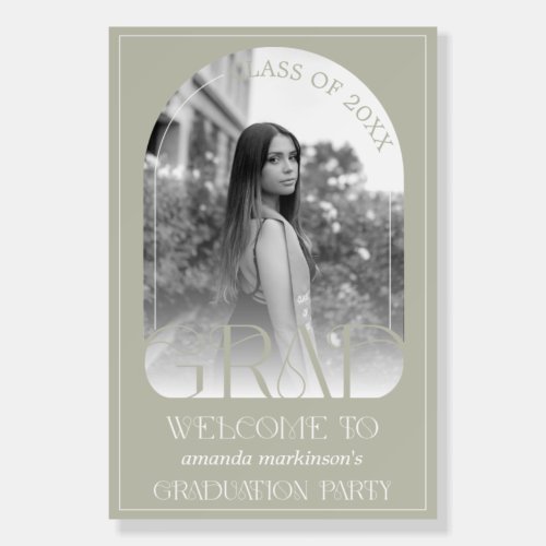 Modern Stone Grey Arch Photo Graduation Welcome 